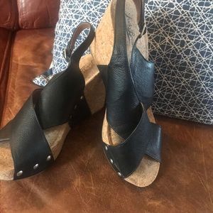 Black studded lucky brand wedges